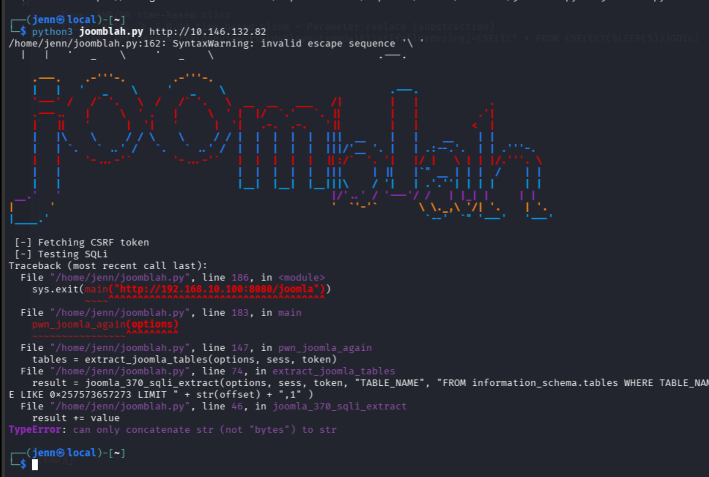 joomblah.py Python compatibility error detail